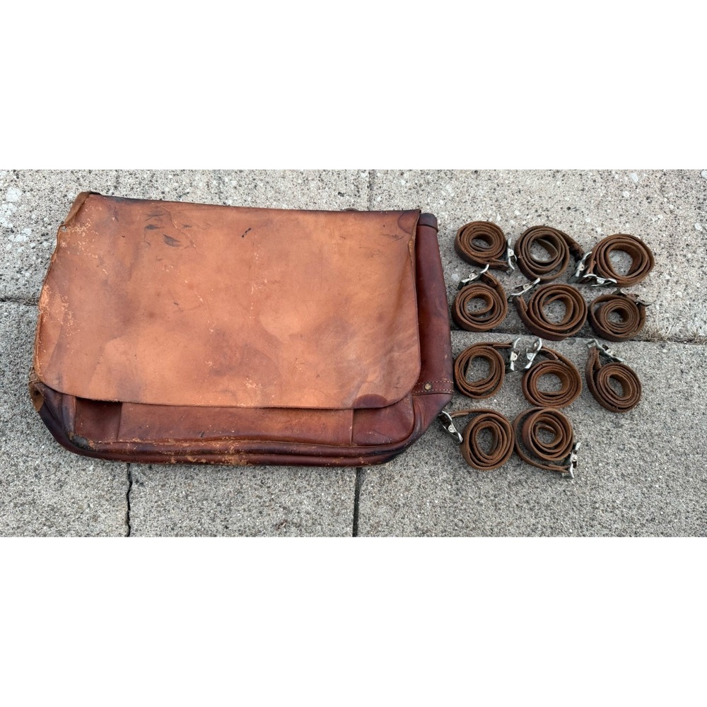 Vintage USPS 1962 U.S. Mail Postal Carrier Leather Messenger Bag + 11 Straps